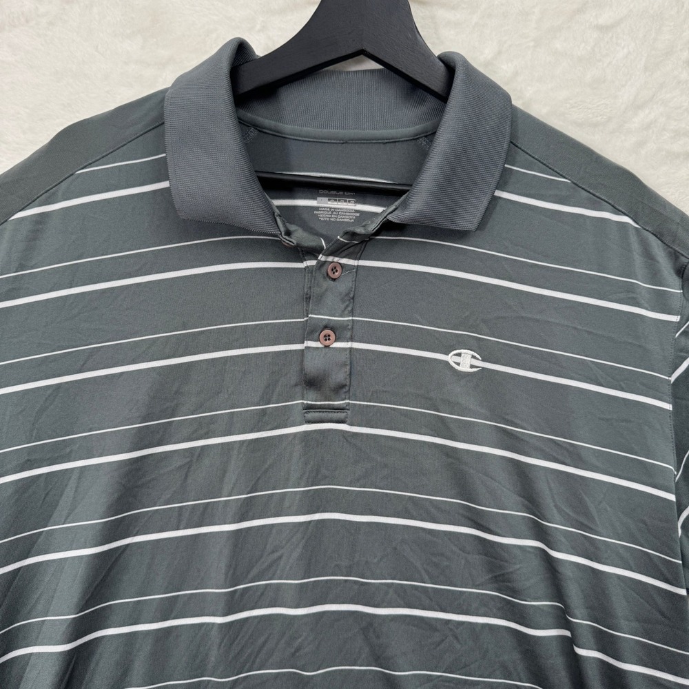 Champion Polo Shirt Mens Large Grey Striped Double Dry Short Sleeve Collared - Picture 2 of 11